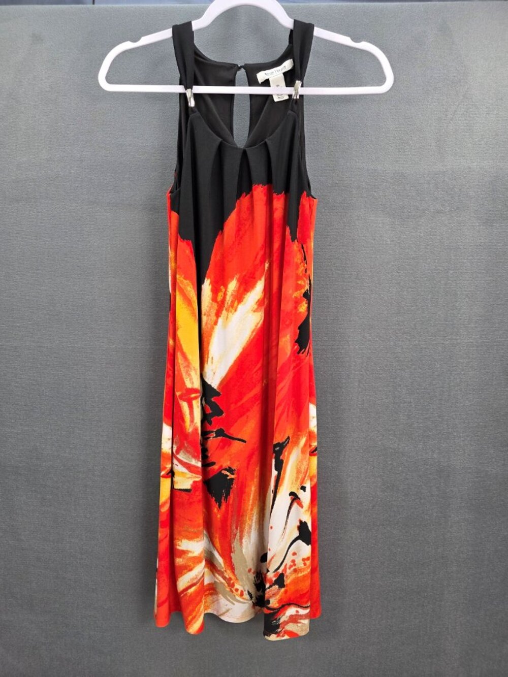 White House Black Market XS Abstract Floral Dress Orange Black